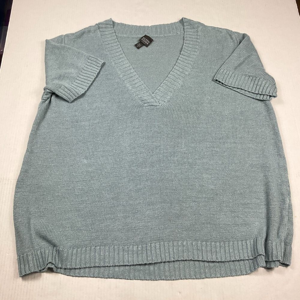Liz Claiborne Light Blue V-Neck Short Sleeve Sweater